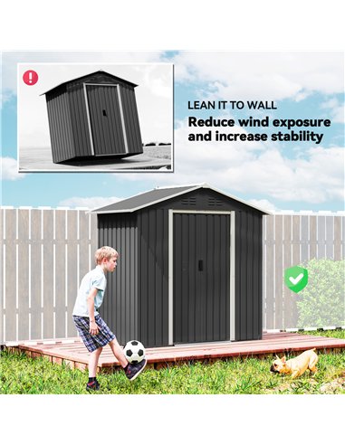 Outsunny 6.5 x 3.5ft Metal Garden Storage Shed - Dark Grey