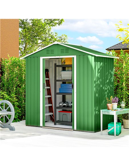 Outsunny 6.5 x 3.5ft Metal Garden Storage Shed - Green - pic 180978 | FastDaddyshop