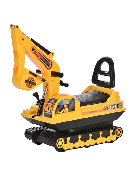 HOMCOM 3+ Kids Ride On Digger Excavator Toy, Yellow - pic 18098 | FastDaddyshop