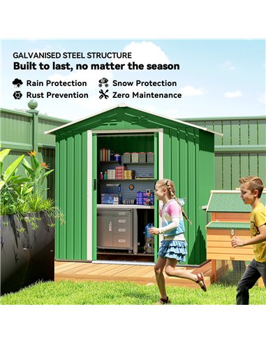 Outsunny 6.5 x 3.5ft Metal Garden Storage Shed - Green