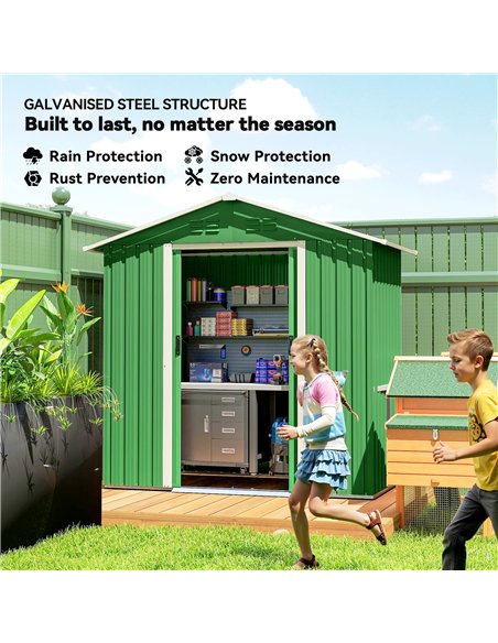 Outsunny 6.5 x 3.5ft Metal Garden Storage Shed - Green - pic 180980 | FastDaddyshop