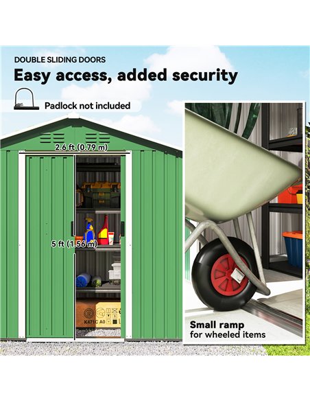 Outsunny 6.5 x 3.5ft Metal Garden Storage Shed - Green - pic 180981 | FastDaddyshop