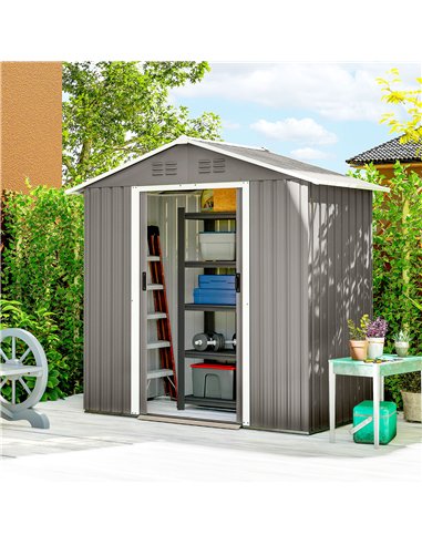 Outsunny 6.5 x 3.5ft Metal Garden Storage Shed - Light Grey