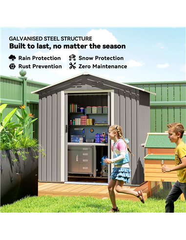 Outsunny 6.5 x 3.5ft Metal Garden Storage Shed - Light Grey