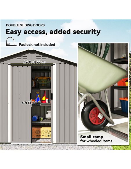 Outsunny 6.5 x 3.5ft Metal Garden Storage Shed - Light Grey - pic 180990 | FastDaddyshop