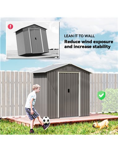 Outsunny 6.5 x 3.5ft Metal Garden Storage Shed - Light Grey