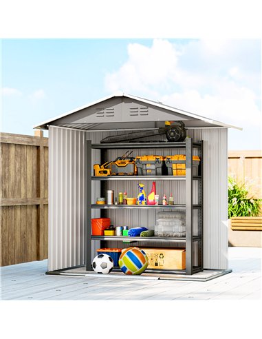 Outsunny 6.5 x 3.5ft Metal Garden Storage Shed - Light Grey