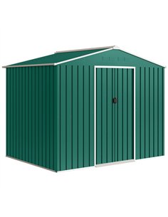 Outsunny 8 x 6ft Galvanised Steel Shed, with Double Door - Green