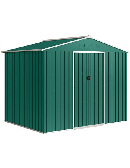 Outsunny 8 x 6ft Galvanised Steel Shed, with Double Door - Green - pic 181004 | FastDaddyshop