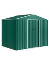 Outsunny 8 x 6ft Galvanised Steel Shed, with Double Door - Green