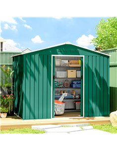 Outsunny 8 x 6ft Galvanised Steel Shed, with Double Door - Green 2