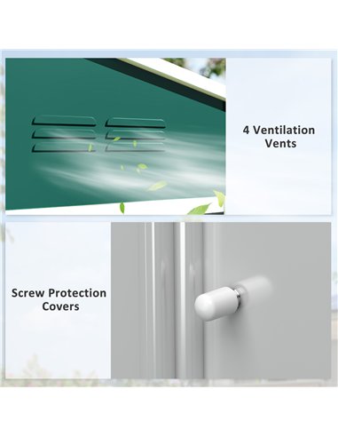 Outsunny 8 x 6ft Galvanised Steel Shed, with Double Door - Green