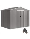 Outsunny 8 x 6ft Galvanised Steel Shed, with Double Door - Light Grey