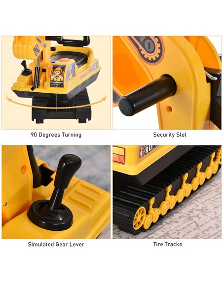 HOMCOM 3+ Kids Ride On Digger Excavator Toy, Yellow - pic 18102 | FastDaddyshop