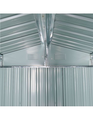 Outsunny 8 x 6ft Galvanised Steel Shed, with Double Door - Light Grey