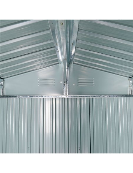 Outsunny 8 x 6ft Galvanised Steel Shed, with Double Door - Light Grey - pic 181020 | FastDaddyshop
