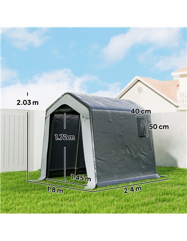 Outsunny 1.8 x 2.4m Garden Storage Shed Tent, Waterproof Portable Shed Shelter for Motorbike, Garden Tools, Bike Storage