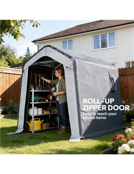 Outsunny 1.8 x 2.4m Garden Storage Shed Tent, Waterproof Portable Shed Shelter for Motorbike, Garden Tools, Bike Storage - pic 181027 | FastDaddyshop
