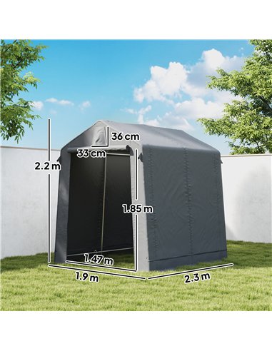 Outsunny 7.5 x 6.2 ft Outdoor Garden Storage Shed, Waterproof Bike Tent with Roll-Up Zipper Door and Vent, Dark Grey