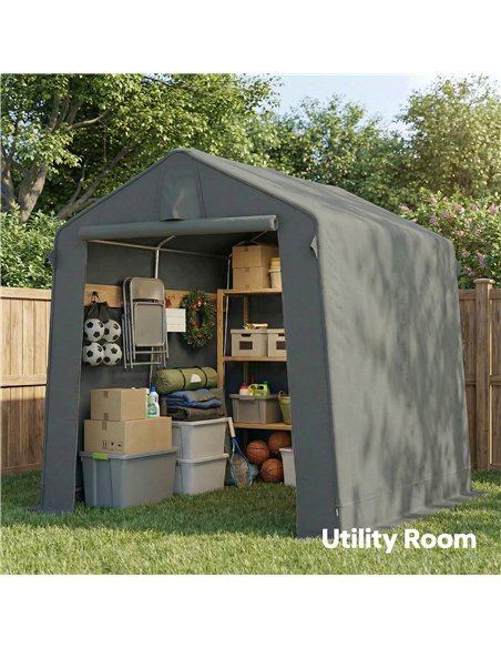 Outsunny 7.5 x 6.2 ft Outdoor Garden Storage Shed, Waterproof Bike Tent with Roll-Up Zipper Door and Vent, Dark Grey - pic 181038 | FastDaddyshop