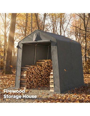 Outsunny 7.5 x 6.2 ft Outdoor Garden Storage Shed, Waterproof Bike Tent with Roll-Up Zipper Door and Vent, Dark Grey