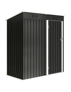 Outsunny 5 x 3 ft Lean-to Garden Shed, Outdoor Storage Shed with Lockable Door and Vents, Dark Grey