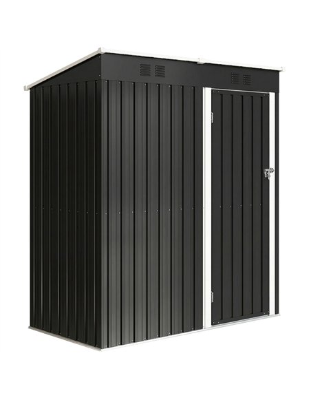 Outsunny 5 x 3 ft Lean-to Garden Shed, Outdoor Storage Shed with Lockable Door and Vents, Dark Grey - pic 181040 | FastDaddyshop