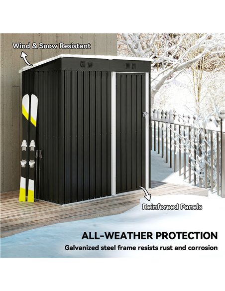 Outsunny 5 x 3 ft Lean-to Garden Shed, Outdoor Storage Shed with Lockable Door and Vents, Dark Grey - pic 181044 | FastDaddyshop