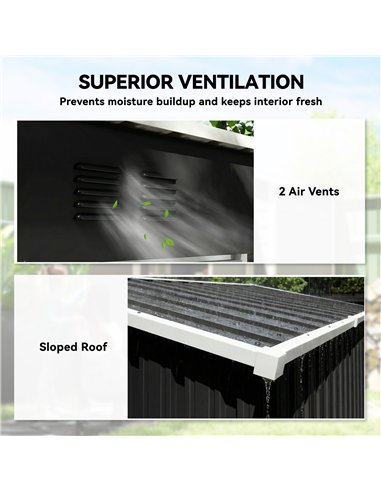 Outsunny 5 x 3 ft Lean-to Garden Shed, Outdoor Storage Shed with Lockable Door and Vents, Dark Grey