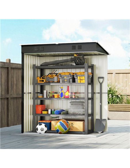 Outsunny 5 x 3 ft Lean-to Garden Shed, Outdoor Storage Shed with Lockable Door and Vents, Dark Grey - pic 181048 | FastDaddyshop