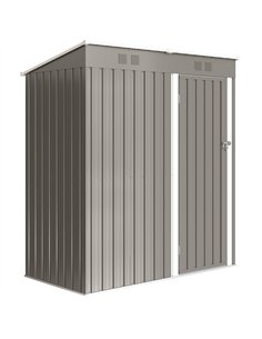 Outsunny 5 x 3 ft Lean-to Garden Shed, Outdoor Storage Shed with Lockable Door and Vents, Light Grey