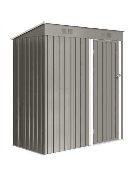 Outsunny 5 x 3 ft Lean-to Garden Shed, Outdoor Storage Shed with Lockable Door and Vents, Light Grey - pic 181049 | FastDaddyshop