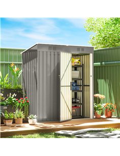 Outsunny 5 x 3 ft Lean-to Garden Shed, Outdoor Storage Shed with Lockable Door and Vents, Light Grey 2