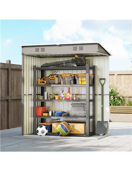 Outsunny 5 x 3 ft Lean-to Garden Shed, Outdoor Storage Shed with Lockable Door and Vents, Light Grey - pic 181057 | FastDaddyshop