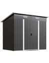 Outsunny 7 x 4ft Outdoor Storage Shed with Foundation Kit, Lean to Metal Garden Shed for Log, Rubbish Bin, Tool, Bike, Black
