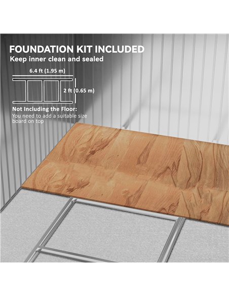 Outsunny 7 x 4ft Outdoor Storage Shed with Foundation Kit, Lean to Metal Garden Shed for Log, Rubbish Bin, Tool, Bike, Black - pic 181081 | FastDaddyshop