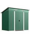Outsunny 7 x 4ft Outdoor Storage Shed with Foundation Kit, Lean to Metal Garden Shed for Log, Rubbish Bin, Tool, Bike, Green