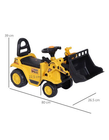 HOMCOM 3+ Kids 3 in 1 Ride On Toy Bulldozer, Yellow