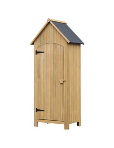 Outsunny Wooden Garden Storage Shed with 3 Shelves, Outdoor Tool Storage Cabinet with Tilt Roof and Lockable Door, 77.5 x 54.2 x