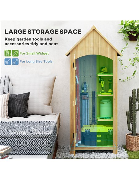 Outsunny Wooden Garden Storage Shed with 3 Shelves, Outdoor Tool Storage Cabinet with Tilt Roof and Lockable Door, 77.5 x 54.2 x - pic 181098 | FastDaddyshop
