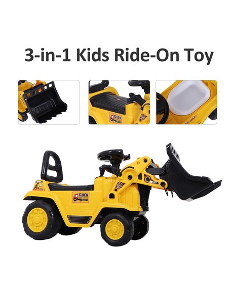 HOMCOM 3+ Kids 3 in 1 Ride On Toy Bulldozer, Yellow - pic 18110 | FastDaddyshop