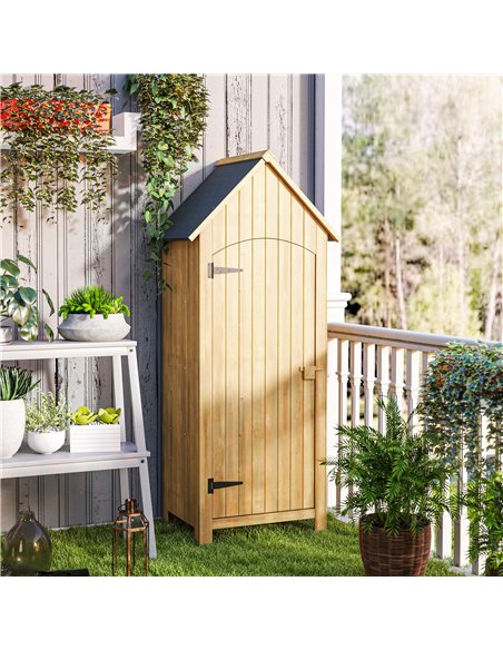 Outsunny Wooden Garden Storage Shed with 3 Shelves, Outdoor Tool Storage Cabinet with Tilt Roof and Lockable Door, 77.5 x 54.2 x - pic 181101 | FastDaddyshop