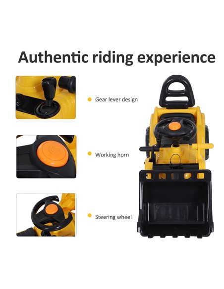 HOMCOM NO POWER 3 in 1 Ride On Toy Bulldozer Digger Tractor Pulling Cart Pretend Play Construction Truck - pic 18112 | FastDaddyshop