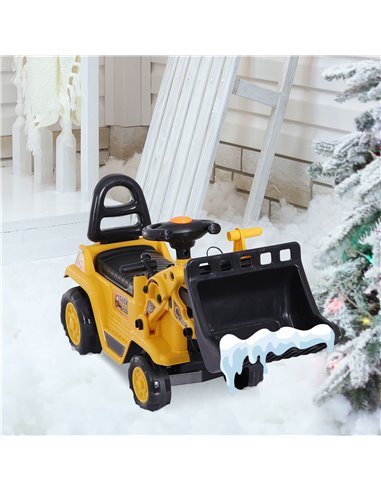 HOMCOM NO POWER 3 in 1 Ride On Toy Bulldozer Digger Tractor Pulling Cart Pretend Play Construction Truck