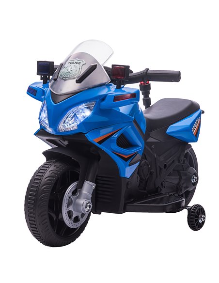 HOMCOM 18m+ Kids 6V Electric Police Motorcycle with Lights, Horn, Realistic Sound, Blue - pic 18116 | FastDaddyshop
