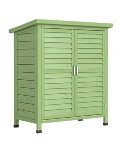 Outsunny Garden Shed Wooden Garden Storage Shed 2 Door Unit Solid Fir Wood Garage Tool Organisation Cabinet, 87L x 46.5W x 96.5H