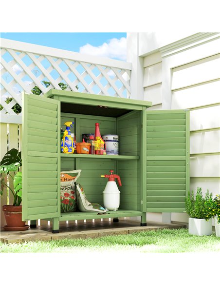 Outsunny Garden Shed Wooden Garden Storage Shed 2 Door Unit Solid Fir Wood Garage Tool Organisation Cabinet, 87L x 46.5W x 96.5H - pic 181176 | FastDaddyshop