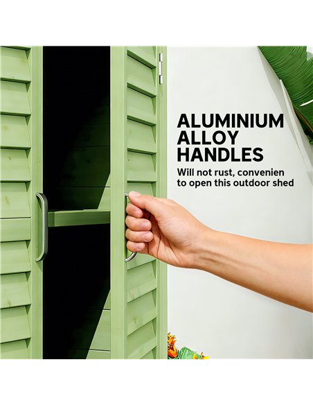 Outsunny Garden Shed Wooden Garden Storage Shed 2 Door Unit Solid Fir Wood Garage Tool Organisation Cabinet, 87L x 46.5W x 96.5H - pic 181181 | FastDaddyshop