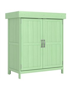 Outsunny Small Shed, Wooden Garden Shed with Openable Hinged Roof and Removable Shelf, 74 x 43 x 88 cm, Light Green