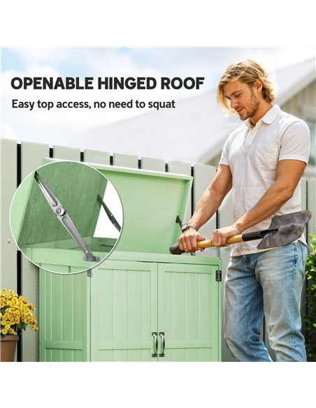 Outsunny Small Shed, Wooden Garden Shed with Openable Hinged Roof and Removable Shelf, 74 x 43 x 88 cm, Light Green - pic 181187 | FastDaddyshop